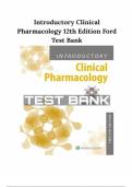 Test Bank For Introductory Clinical Pharmacology 12th Edition by Susan M Ford||ISBN NO:10,1975163737||ISBN NO:13,978-1975163730||All Chapters||Complete Guide A+