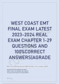 WEST COAST EMT FINAL EXAM 1000 QUESTIONS LATEST 2023-2024 REAL EXAM