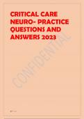 Critical Care Neuro practice questions and answers 2023