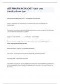ATI PHARMACOLOGY Unit one medications test Questions and Revised Answers 2023&period;
