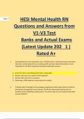 HESI RN MENTAL HEALTH 2021 - 2023 V1 V2 V3 QUESTIONS AND ANSWERS