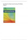 Test Bank for High-Acuity Nursing 7th Edition  Wagner