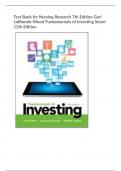 Test Bank for Nursing Research 7th Edition Geri  LoBiondo-Wood Fundamentals of Investing Smart  12th Edition 