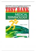 TEST BANK for Quick & Easy Medical Terminology 9th Edition by Leonard Peggy
