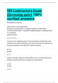 MN Contractors Exam &lpar;licensing quiz&rpar; 100&percnt;  verified answers
