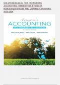SOLUTION MANUAL FOR HORNGRENS ACCOUNTING 11TH EDITION BY MILLER NOBLES|QUESTIONS AND CORRECT ANSWERS 2023-2024