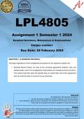 LPL4805 Assignment 1 (COMPLETE ANSWERS) Semester 1 2024 - DUE 29 February 2024 