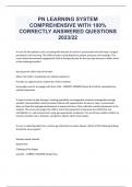 PN LEARNING SYSTEM  COMPREHENSIVE WITH 100%  CORRECTLY ANSWERED QUESTIONS  2023/22