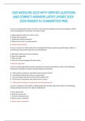 CMS MEDSURG 2023 WITH VERIFIED QUESTIONS  AND CORRECT ANSWERS LATEST UPDATE 2023- 2024 GRADED A&plus; GUARANTEED PASS 