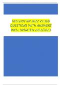 HESI EXIT RN 2022 V3 160 QUESTIONS WITH ANSWERS WELL UPDATED 2022/2023