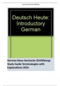 German Neue Horizonte (Einfühlung) Study Guide Terminologies with Explanations 2024. 