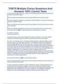 TORTS Multiple Choice Questions And Answers 100&percnt; Correct Tests
