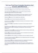 Tort Law Final Exam Complete Questions And Answers 2023&sol;2024 Quiz