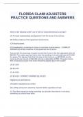FLORIDA CLAIM ADJUSTERS  PRACTICE QUESTIONS AND ANSWERS