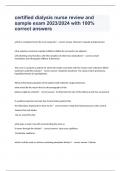 certified dialysis nurse review and sample exam 2023&sol;2024 with 100&percnt; correct answers