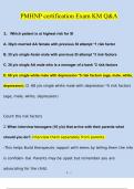 PMHNP Certification Exam KM &lpar;Actual test questions verified A&plus;&rpar; 434 Questions with 100&percnt; Correct Answers