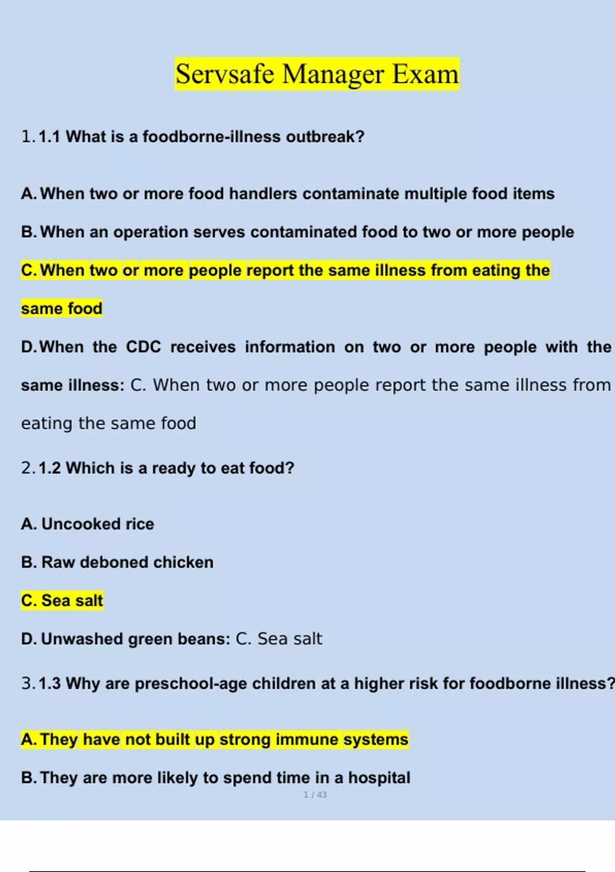 ServSafe Manager Exam & ServSafe Alcohol Exam BUNDLED ServSafe 7th