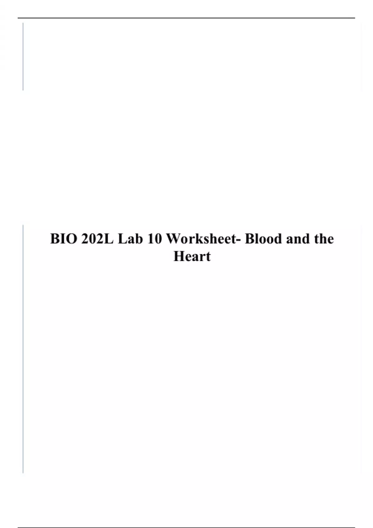 BIO 202L Lab 10 Worksheet- Blood and the Heart - BIO 202L Lab 10 ...