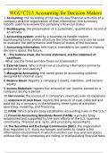 WGU C213 Accounting for Decision Makers Exam Questions and Answers Latest (2024 / 2025) (Verified Answers)