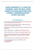 AAAE CM MODULE 1-4, AAAE CM TRAINING, AAAE CM FINAL EXAM COMPLETE EXAM QUESTIONS AND CORRECT ANSWERS|AGRADE LATEST 2023-2024 AAAE CM MODULE 1 Air Commerce Act of 1926 - ANSWER- Created a new Aeronautics Branch known as the CAA (the precursor of the FAA) F
