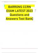 BARRONS CCRN Exam latest Questions and Answers 2023
