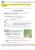 Earthquakes 1 – Recording Station GIZMO < ALL ANSWERS CORRECT>