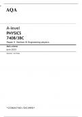 AQA A-level PHYSICS 7408/3BC Paper 3 Section B JUNE 2023 MARK SCHEME > Engineering physics