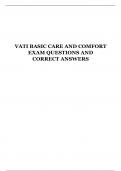 VATI BASIC CARE AND COMFORT EXAM QUESTIONS AND CORRECT ANSWERS