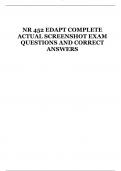 NR 452 EDAPT COMPLETE ACTUAL SCREENSHOT EXAM QUESTIONS AND CORRECT ANSWERS