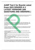AANP Test 2 for Boards Latest  Exam 2023 GRADED A 2  LATEST VERSIONS {300  QUESTIONS AND ANSWERS }