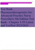Test Bank Pharmacotherapeutics for Advanced Practice Nurse Prescribers 5th Edition Test Bank - Chapter 1-55 Latest and Verified 2023/2024