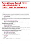 Role & Scope Exam 2 100%  Latest Update 2023  QUESTIONS AD ANSWERS