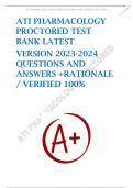 ATI PHARMACOLOGY PROCTORED TEST BANK LATEST  VERSION 2023-2024 QUESTIONS AND ANSWERS +RATIONALE / VERIFIED 100% 