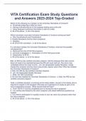  VITA Certification Exam Study Questions and Answers 2023-2024 Top-Graded