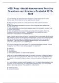 HESI Prep - Health Assessment Practice Questions and Answers Graded A 2023-2024