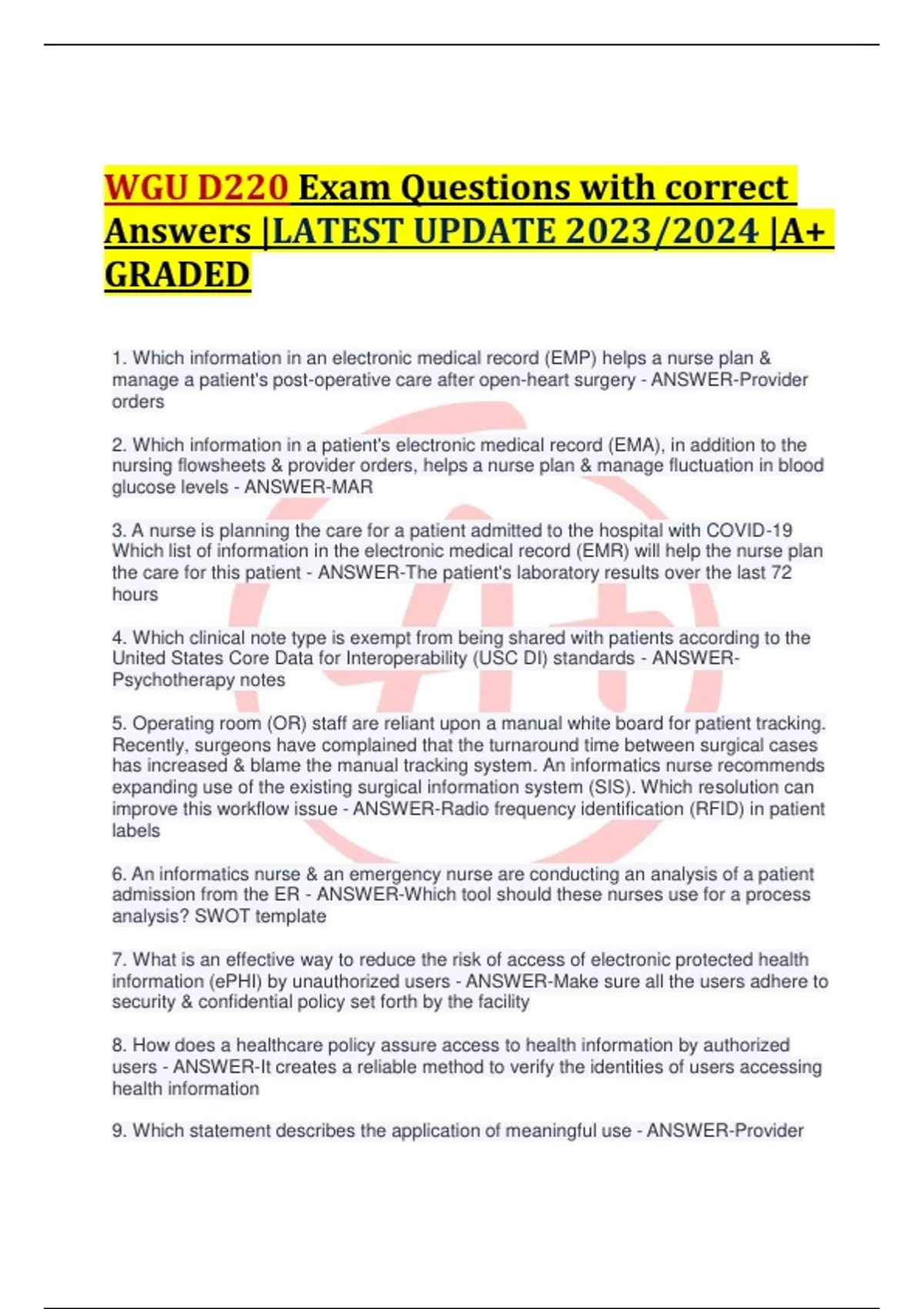 WGU D220 Exam Questions with correct Answers |LATEST UPDATE 2023/2024 ...