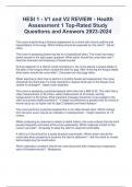 HESI 1 - V1 and V2 REVIEW - Health Assessment 1 Top-Rated Study Questions and Answers 2023-2024