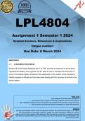 LPL4804 Assignment 1 (COMPLETE ANSWERS) Semester 1 2024 - DUE 8 March 2024