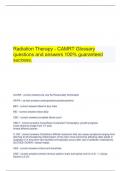 Radiation Therapy - CAMRT Glossary questions and answers 100% guaranteed success.
