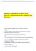 REVIEW QUESTIONS FOR NY REAL ESTATE EXAM questions and answers well illustrated.