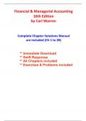 Solutions for Financial & Managerial Accounting, 16th Edition Warren (All Chapters included)