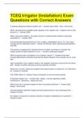 TCEQ Irrigator (Installation) Exam Questions with Correct Answers