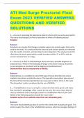 ATI Med Surge Proctored Final Exam 2023 VERIFIED ANSWERS QUESTIONS AND VERIFIED  SOLUTIONS