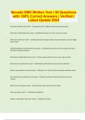Nevada DMV Written Test &vert; 55 Questions with 100&percnt; Correct Answers &vert; Verified &vert; Latest Update 2024