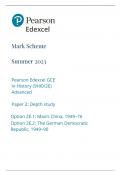 Edexcel A Level History Paper Option 2E Mark Scheme June 2023
