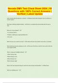 Nevada DMV Test Cheat Sheet 2024 &vert; 50 Questions with 100&percnt; Correct Answers &vert; Verified &vert; Latest Update