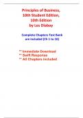 Test Bank for Principles of Business, 10th Student Edition, 10th Edition Dlabay (All Chapters included)