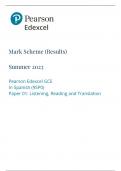Edexcel A Level Spanish Paper 1 Mark Scheme June 2023