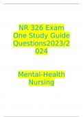 NR 326 Exam One Study Guide Questions2023/2024