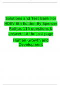 Solutions and Test Bank For HDEV 6th Edition By Spencer Rathus 115 questions & answers at the last page Human Growth and Development